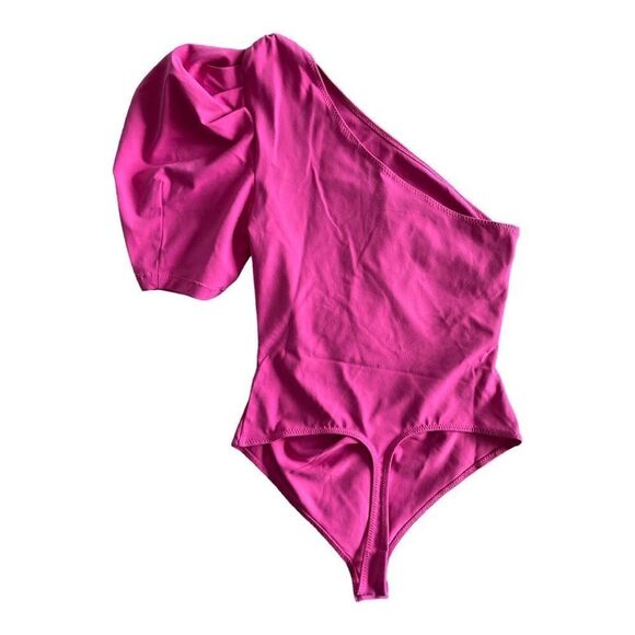 NWT Free People Somethin’ Bout You Puff Sleeve Bright Pink Bodysuit XS - Picture 5 of 6